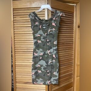 Guess Mini Dress with Green and Pink Camouflage